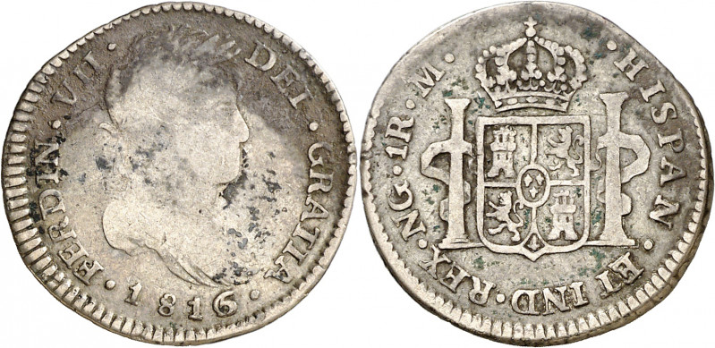 1816. Fernando VII. Guatemala. M. 1 real. (AC. 556). Oxidaciones. Ex Colección M...
