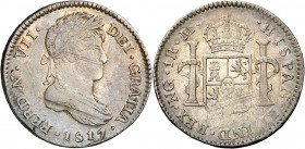1817. Fernando VII. Guatemala. M. 1 real. (AC. 557). Rayitas de acuñación. Atractiva. Parte de brillo original. Ex Áureo 21/05/1996, nº 942. 3,33 g. E...