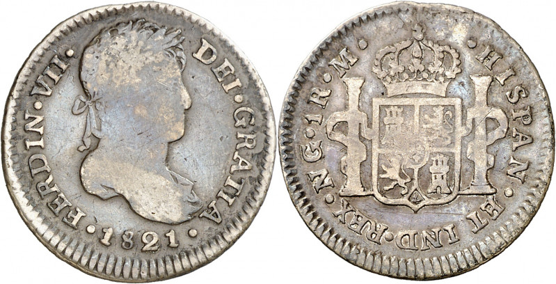 1821. Fernando VII. Guatemala. M. 1 real. (AC. 561). 3,08 g. BC+.