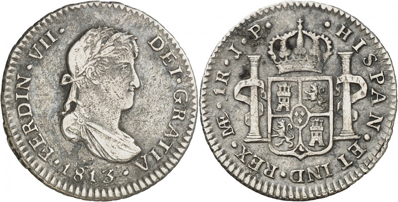 1813. Fernando VII. Lima. JP. 1 real. (AC. 571). Manchitas. 3,13 g. MBC-.