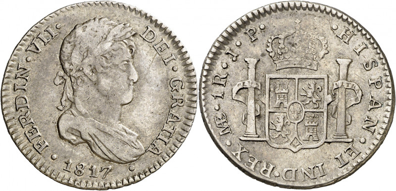 1817. Fernando VII. Lima. JP. 1 real. (AC. 575). Ex Áureo 21/05/1996, nº 2493. 3...