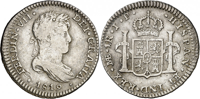 1819. Fernando VII. Lima. JP. 1 real. (AC. 577). 3,30 g. MBC-/MBC.