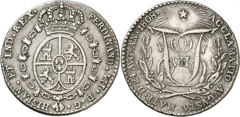 1808. Fernando VII. Madrid. Medalla de Proclamación. Módulo 1 real. (Ha. lám. 75...