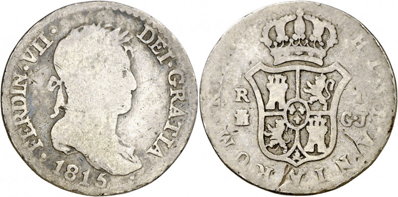 1815. Fernando VII. Madrid. GJ. 1 real. (AC. 584). Ex Áureo 21/05/1996, nº 2497....