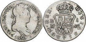 1830. Fernando VII. Madrid. AJ. 1 real. (AC. 593). Ex Áureo 20/01/1998, nº 1393. Escasa. 2,93 g. BC/BC+.