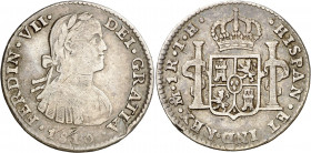 1810. Fernando VII. México. TH. 1 real. (AC. 602). Busto imaginario. Rayas. 3,29 g. MBC-.