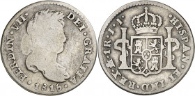 1815. Fernando VII. México. JJ. 1 real. (AC. 613). Escasa. 3,19 g. RC/BC.