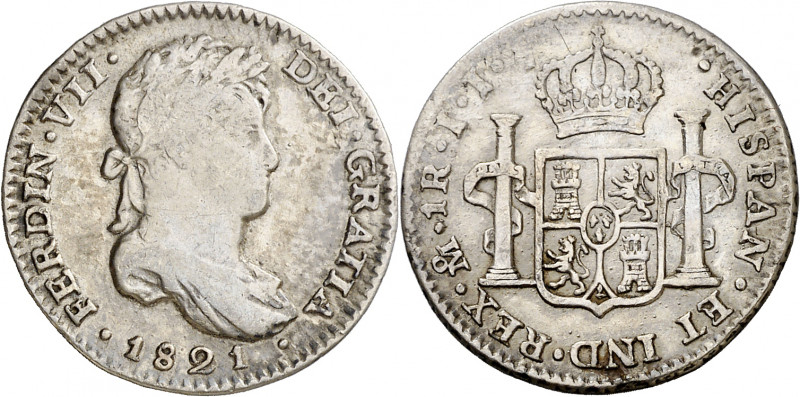 1821. Fernando VII. México. JJ. 1 real. (AC. 620). Ex Áureo 16/10/1996, nº 2734....