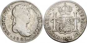 1821. Fernando VII. México. JJ. 1 real. (AC. 620). Ex Áureo 16/10/1996, nº 2734. 3,33 g. MBC.