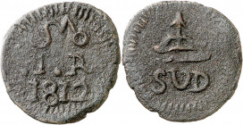 1812. Fernando VII. Morelos. 1 real. (AC. 623). Cospel grueso. Ex Áureo 03/03/2004, nº 3634. Escasa. CU. 3 g. MBC-.