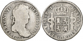 1823. Fernando VII. Potosí. PJ. 1 real. (AC. 642). 3,32 g. BC-/BC.