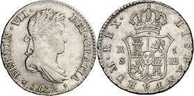 1832. Fernando VII. Sevilla. JB. 1 real. (AC. 681). 3 g. MBC/MBC+.