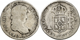 1820. Fernando VII. Zacatecas. RG. 1 real. (AC. 710). Muy escasa. 3,21 g. BC-/BC.
