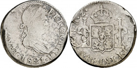 1821. Fernando VII. Zacatecas. AZ. 1 real. (AC. 713). Golpecitos. 3,71 g. BC+.