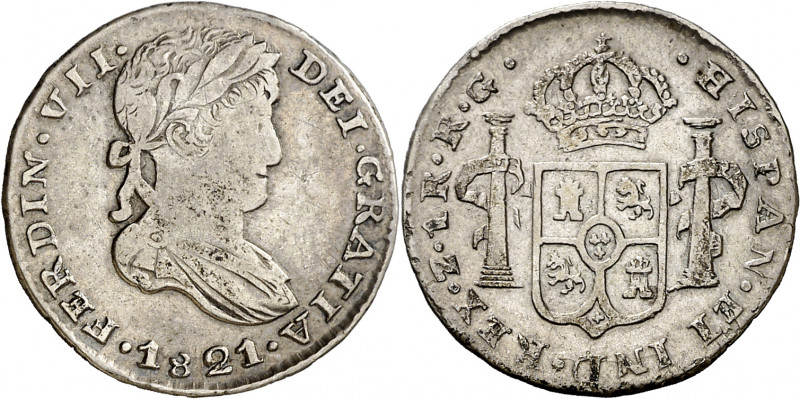1821. Fernando VII. Zacatecas. RG. 1 real. (AC. 714). Ex Áureo 21/05/1996, nº 96...