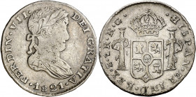1821. Fernando VII. Zacatecas. RG. 1 real. (AC. 714). Ex Áureo 21/05/1996, nº 967. 3,06 g. BC+/MBC-.