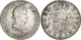 1812. Fernando VII. Cádiz. CI. 2 reales. (AC. 727). 5,75 g. MBC-.