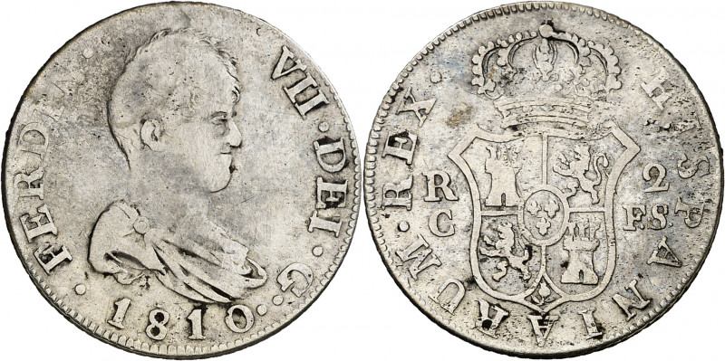 1810. Fernando VII. Catalunya (Reus o Tarragona). FS. 2 reales. (AC. 762). Busto...