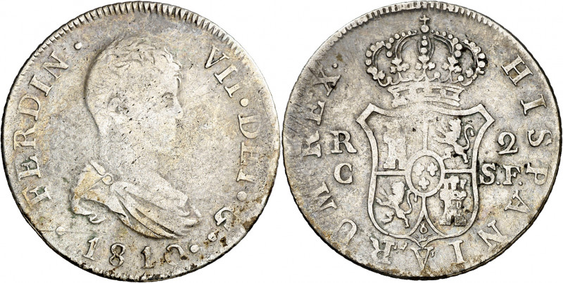 1810. Fernando VII. Catalunya (Reus o Tarragona). SF. 2 reales. (AC. 763). Acuña...