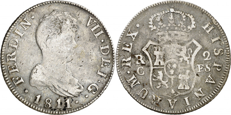 1811. Fernando VII. Catalunya (Tarragona o Mallorca). FS. 2 reales. (AC. 764). I...