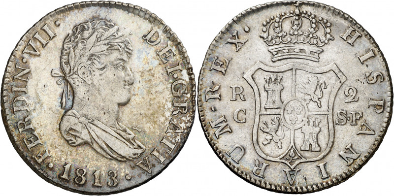 1813. Fernando VII. Catalunya (Mallorca). SF. 2 reales. (AC. 768). Lazo recto. B...