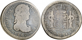1812. Fernando VII. Guadalajara. MR. 2 reales. (AC. 780). Muy rara, no hemos tenido ningún ejemplar. 9,32 g. BC.