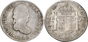 1822. Fernando VII. Guanajuato. JM. 2 reales. (AC. 786). Acunación floja. Rara. 6,55 g. BC/BC+.