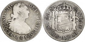 1810. Fernando VII. Guatemala. M. 2 reales. (AC. 792). Busto de Carlos IV. Ex Áureo 16/10/1996, nº 2745. Escasa. 6,20 g. BC.