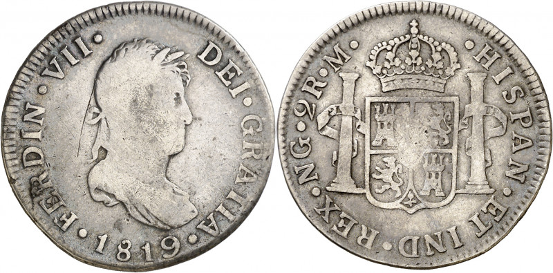 1819. Fernando VII. Guatemala. M. 2 reales. (AC. 802). Ex Áureo 26/01/1999, nº 1...