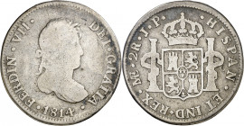 1814. Fernando VII. Lima. JP. 2 reales. (AC. 814). Ex Áureo 29/09/1998, nº 1956. 6,10 g. BC-/BC.