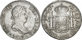 1817. Fernando VII. Lima. JP. 2 reales. (AC. 817). 6,73 g. MBC.