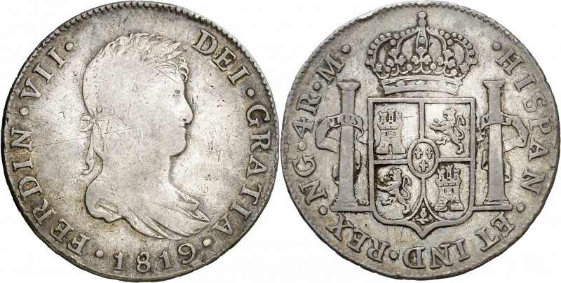 1819. Fernando VII. Guatemala. M. 4 reales. (AC. 1054). Golpecitos. Ex Colección...