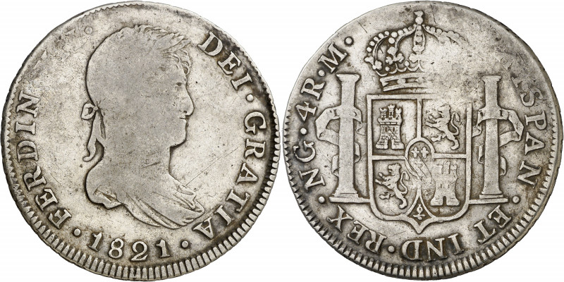 1821. Fernando VII. Guatemala. M. 4 reales. (AC. 1056). Escasa. 13,30 g. BC/BC+.