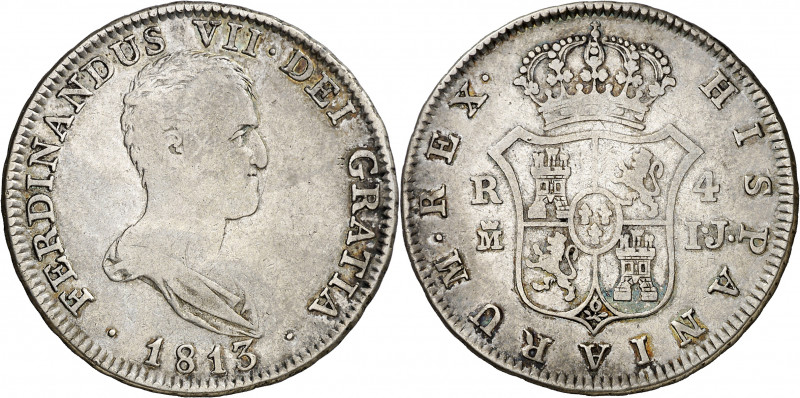 1813. Fernando VII. Madrid. IJ. 4 reales. (AC. 1076). Primer año de busto desnud...