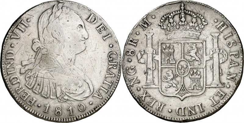 1810. Fernando VII. Guatemala. M. 8 reales. (AC. 1222). Busto de Carlos IV. Rayi...