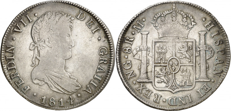 1814. Fernando VII. Guatemala. M. 8 reales. (AC. 1227). 26,79 g. MBC-/MBC+.