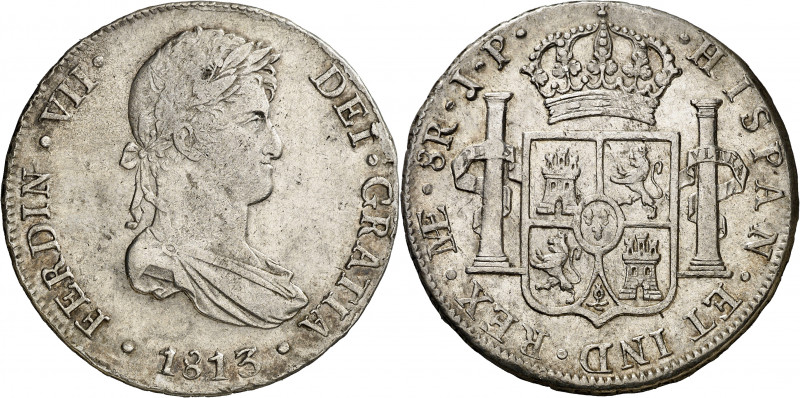 1813. Fernando VII. Lima. JP. 8 reales. (AC. 1246). 26 g. MBC/MBC+.