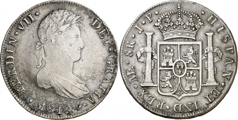 1818. Fernando VII. Lima. JP. 8 reales. (AC. 1251). Acuñación floja. 26,70 g. BC...