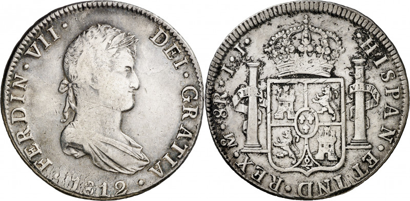 1812. Fernando VII. México. JJ. 8 reales. (AC. 1320). Rayitas. 26,90 g. MBC-.