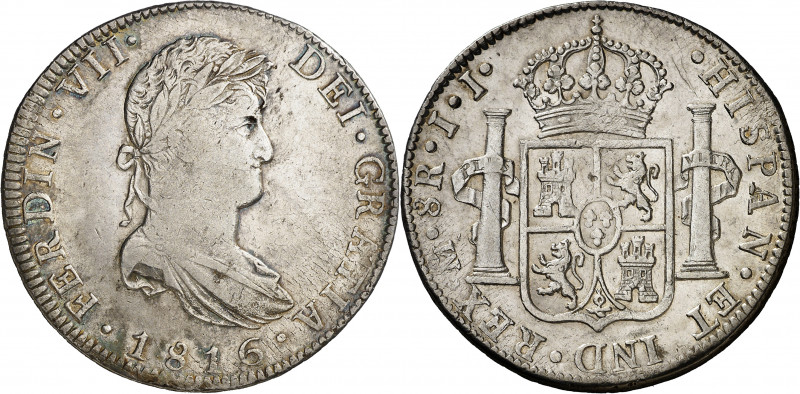 1816. Fernando VII. México. JJ. 8 reales. (AC. 1331). 26,90 g. MBC-/MBC.