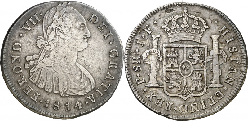 1814. Fernando VII. Popayán. JF. 8 reales. (AC. 1367) (Restrepo 120-8). Leves ho...