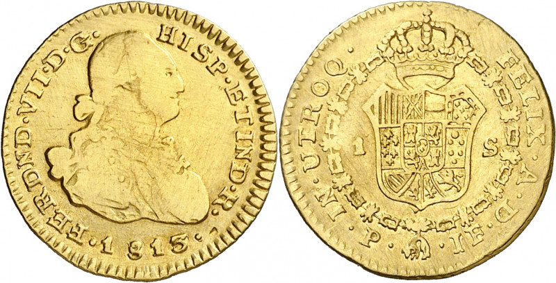 1813/2. Fernando VII. Popayán. JF. 1 escudo. (AC. 1527) (Restrepo 123-10). Rayit...