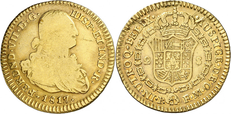 1817. Fernando VII. Popayán. FM. 2 escudos. (AC. 1651) (Restrepo 125-1). Acuñaci...