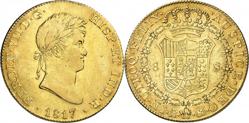 1817. Fernando VII. Madrid. GJ. 8 escudos. (AC. 1773) (Cal.Onza 1238). Golpecito...