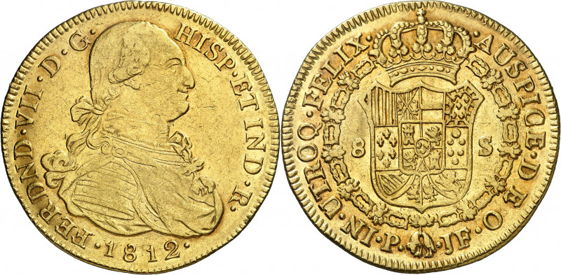 1812. Fernando VII. Popayán. JF. 8 escudos. (AC. 1813) (Cal.Onza 1284) (Restrepo...