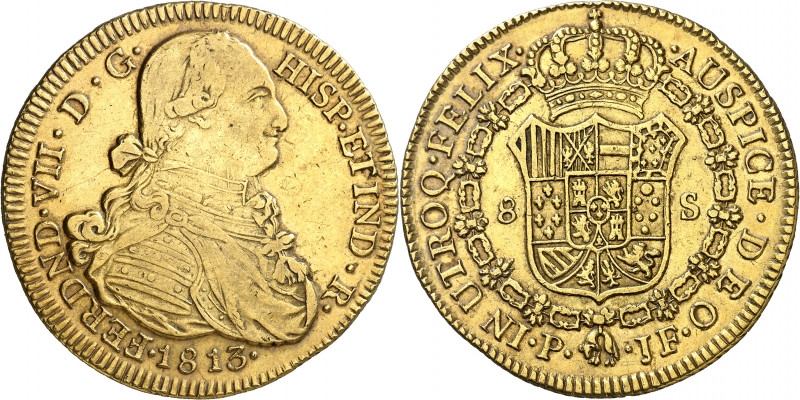 1813. Fernando VII. Popayán. JF. 8 escudos. (AC. 1815) (Cal.Onza 1286) (Restrepo...