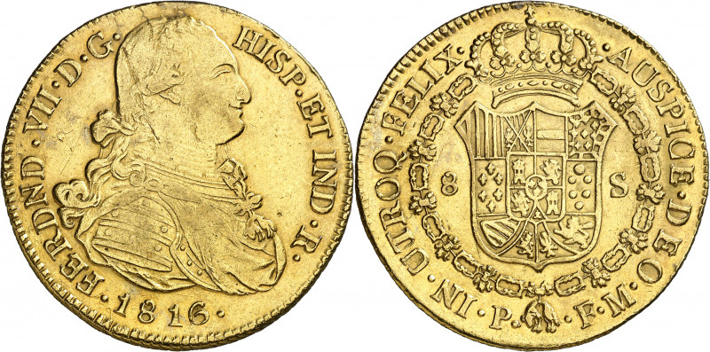 1816. Fernando VII. Popayán. FM. 8 escudos. (AC. 1820) (Cal.Onza 1294) (Restrepo...