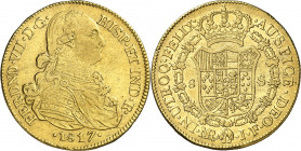 1817. Fernando VII. Santa Fe de Nuevo Reino. JF. 8 escudos. (AC. 1854) (Cal.Onza 1334) (Restrepo 127-26). 26,99 g. MBC/MBC+.
