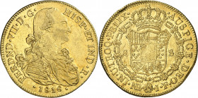 1818. Fernando VII. Santa Fe de Nuevo Reino. JF. 8 escudos. (AC. 1856) (Cal.Onza 1336) (Restrepo 127-28). Rayitas. Defecto en canto. Parte de brillo o...
