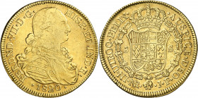 1820. Fernando VII. Santa Fe de Nuevo Reino. JF. 8 escudos. (AC. 1859) (Cal.Onza 1340) (Restrepo 127-34). Golpecitos. Parte de brillo original. 27,02 ...